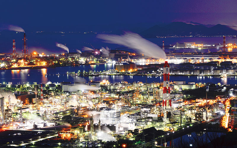 水島聯合廠的夜景