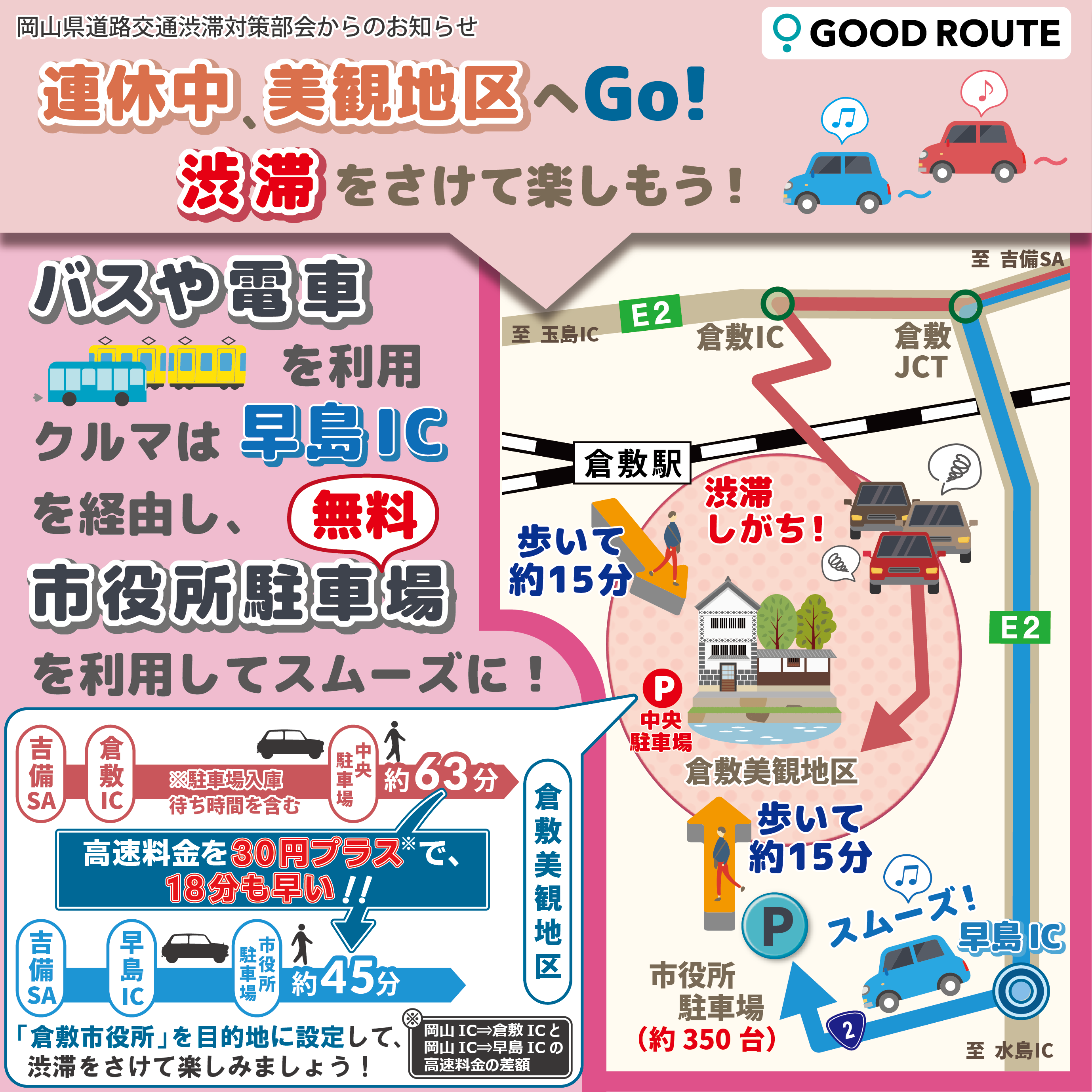 <div class="feature-card__title">GWの倉敷美観地区周辺は大渋滞！公共交通or早島ICの利用がオススメ！</div>
